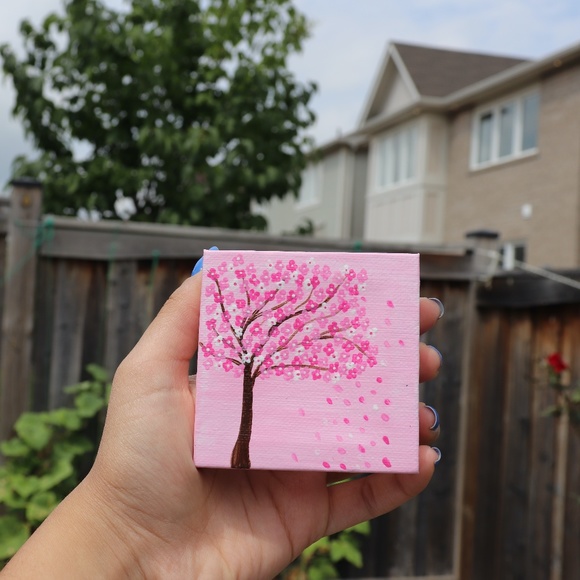Handmade 3x3inch Mini Canvas, with a free wood eas - Picture 5 of 5